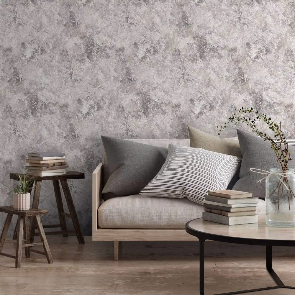 Muriva Perico Stone Textured Abstract Wallpaper in Grey – 3