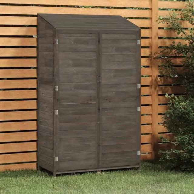 Berkfield Home Pent Garden Shed in Anthracite and Black Solid Wood, W/D/H: 102 x 52 x 174.5 cm
