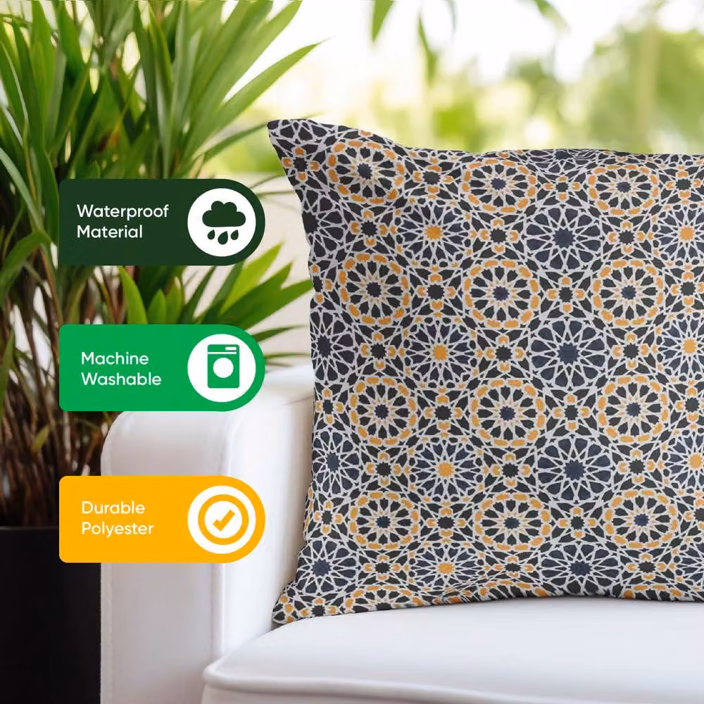 Gardenwize Casablanca Pack of 2 Moroccan Graphic Cushion Covers, Blue and Multicolour, W/D/H: 45 x 45 x 45 cm – 4