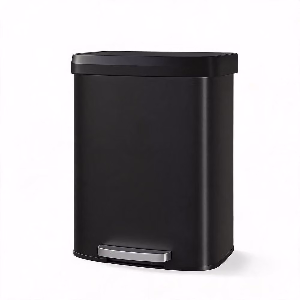 London Boutique 60L Stainless Steel Step-on Kitchen Trash Can with Soft-Close Lid in Black – 2
