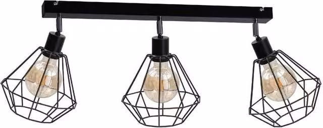 Netlighting Foskal Black Metal Ceiling Spotlight Bar, 65cm, 3x E27, Dimmable