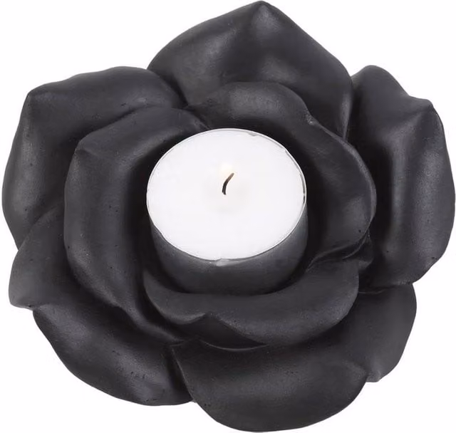 Uniqueful Black Rose Resin Tealight Candle Holder