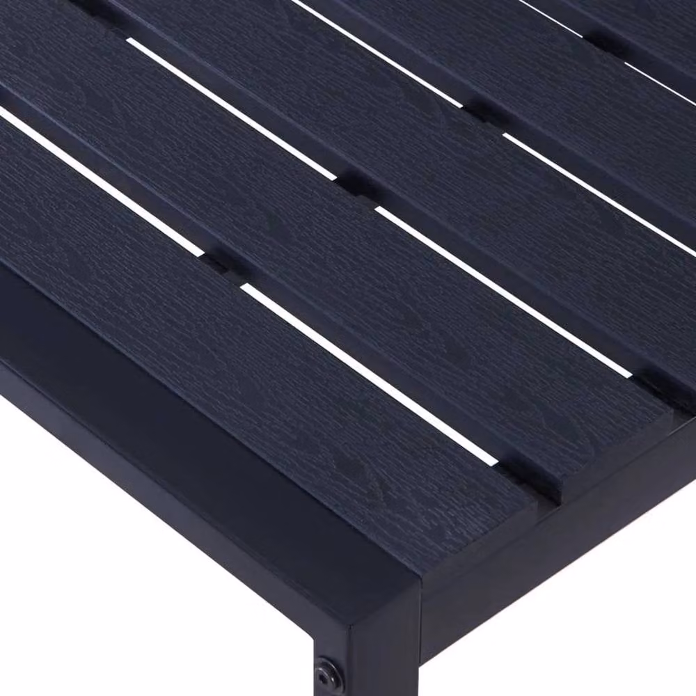 NESTLUNE Modern Garden Bench in Black with Metal and Plastic Construction, W/D/H: 120.5 x 100 x 15 cm – 3