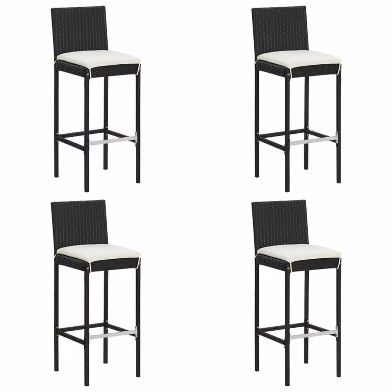 Berkfield Home 5 Piece Poly Rattan Garden Bar Set with Cushions in Black