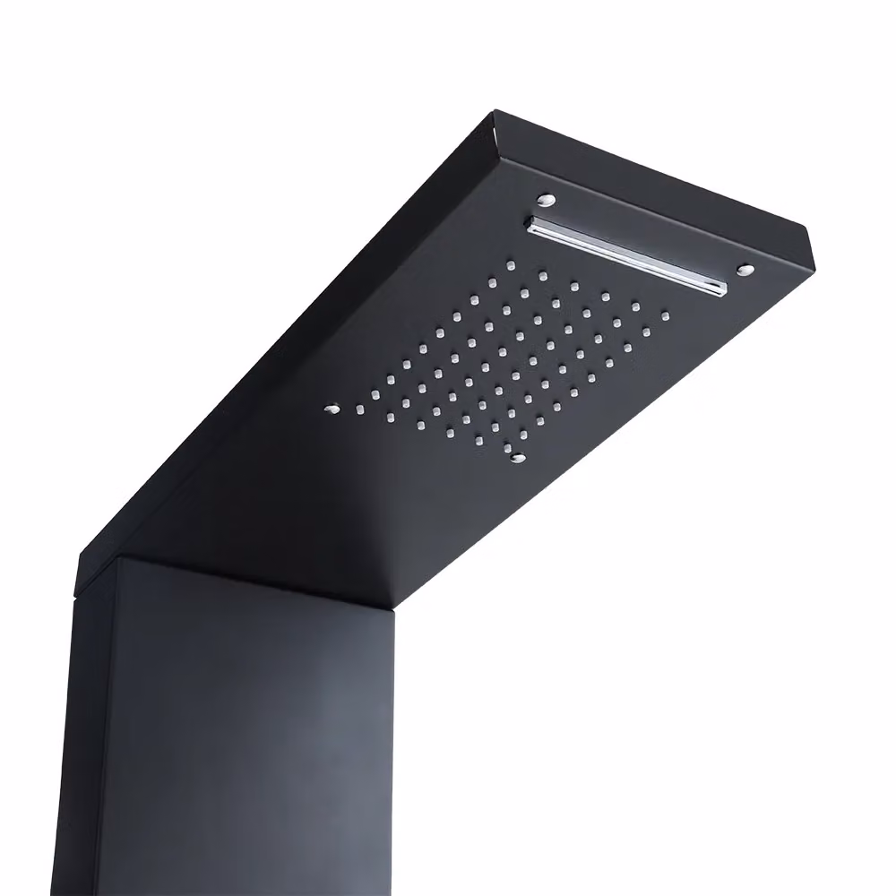 Living and Home Stainless Steel Shower Panel with LED Temperature Display, Hand Shower, Rain and Massage Functions in Matt Black, H: 134.8 cm – 4