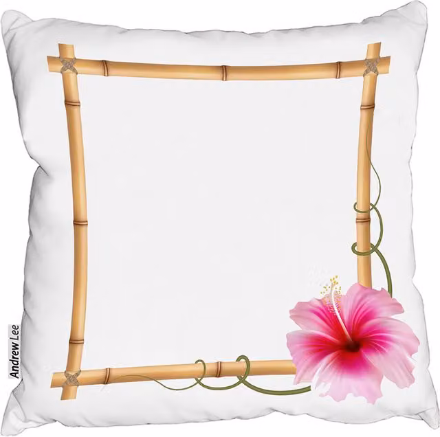 Andrew Lee White Bamboo Border Square Cushion, W: 60 cm x H: 60 cm