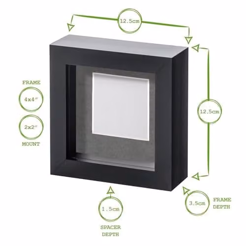 Nicola Spring Pack of 5 White Square 3D Box Photo Frames with Black Mounts for Hanging or Standing – 2
