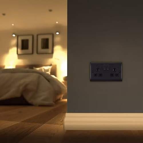 BG Electrical Nexus Metal 2 Gang Double Switched Power Socket, Matt Black – 4