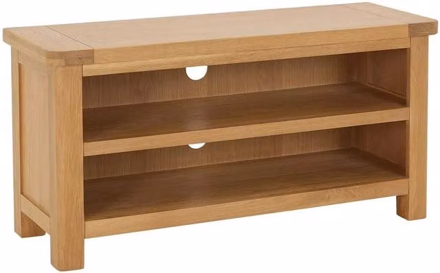 FORGEVIO Modern Small TV Unit Stand in Light Oak Beige Wood Finish
