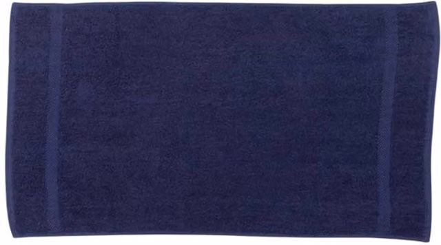 Towel City Luxury Fluffy Cotton Terrycloth Bath Towel in Blue with Border and Hanging Loop