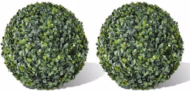 Berkfield Home Green Boxwood Ball Artificial Leaf Topiary, 2 Pack, Diameter: 35 cm – 1