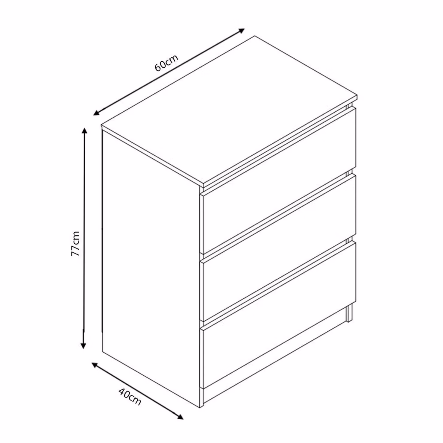 SquareBoxx Fairfield Minimalist 3 Drawer Chest of Drawers in Gloss White – 3