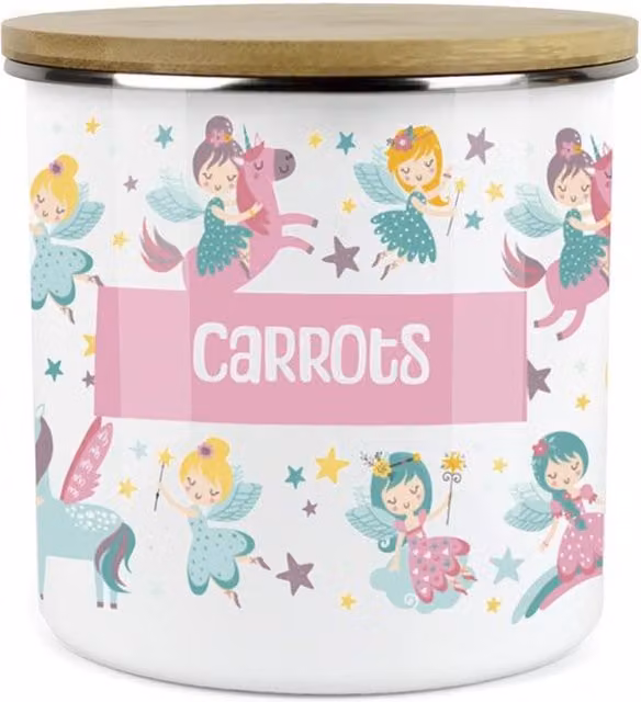 Purely Home Unicorn Fairies Childrens Mini Snack Pot in Pink and Multicolour Enamel Metal