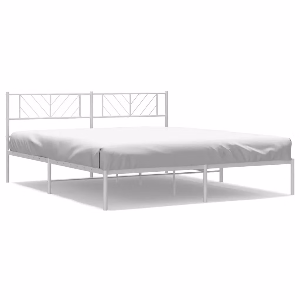 Berkfield Home Metal Bed Frame with Headboard in White – 2