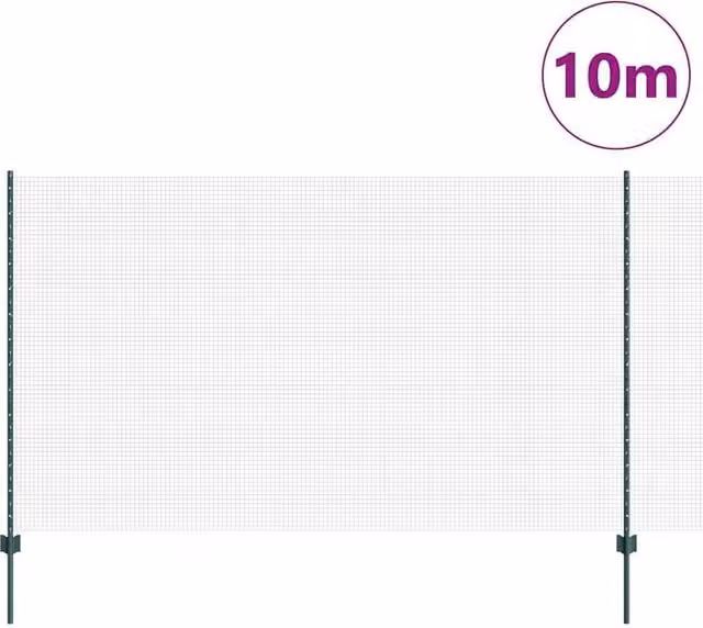 Berkfield Home Green Welded Wire Fence with 5 U-Profile Posts, Steel, W: 10 m, H: 1.4 m