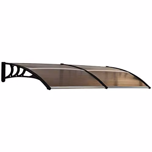 Outsunny Transparent Curved Window and Door Canopy, Polycarbonate and Aluminium Outdoor Awning for Patio and Porch, W: 80 cm, D: 200 cm – 1