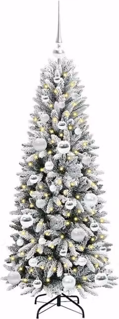 Berkfield Home Green Artificial Christmas Tree with 150 White LEDs, W/D/H: 53 x 53 x 120 cm