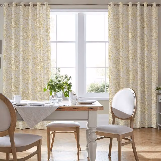 Laura Ashley Picardie Made to Measure Blackout Floral Cotton Curtain in Gold