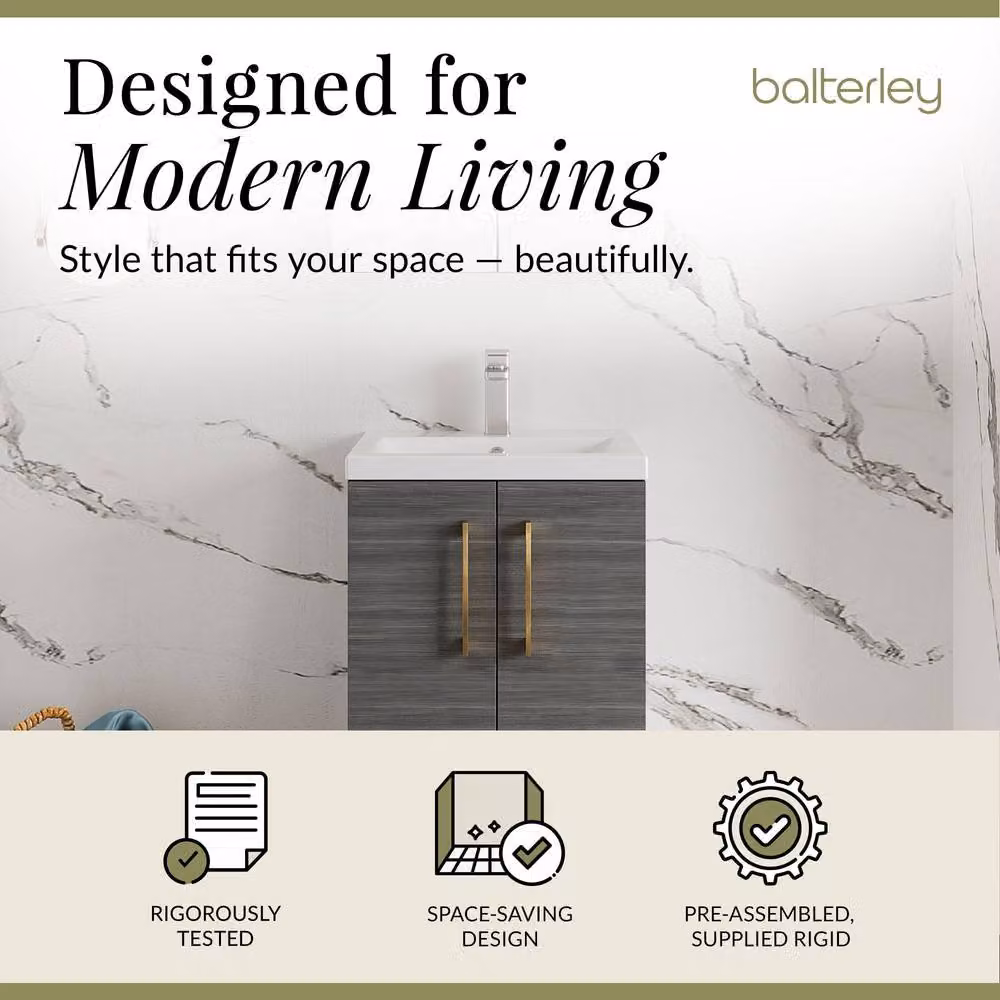 Balterley Modern Grey Wood Freestanding Bathroom Vanity Unit with Soft Close Doors – 2