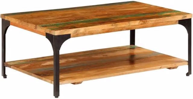 Berkfield Home Brown Solid Reclaimed Wood Coffee Table with Shelf W/D/H: 100 x 60 x 35 cm – 1