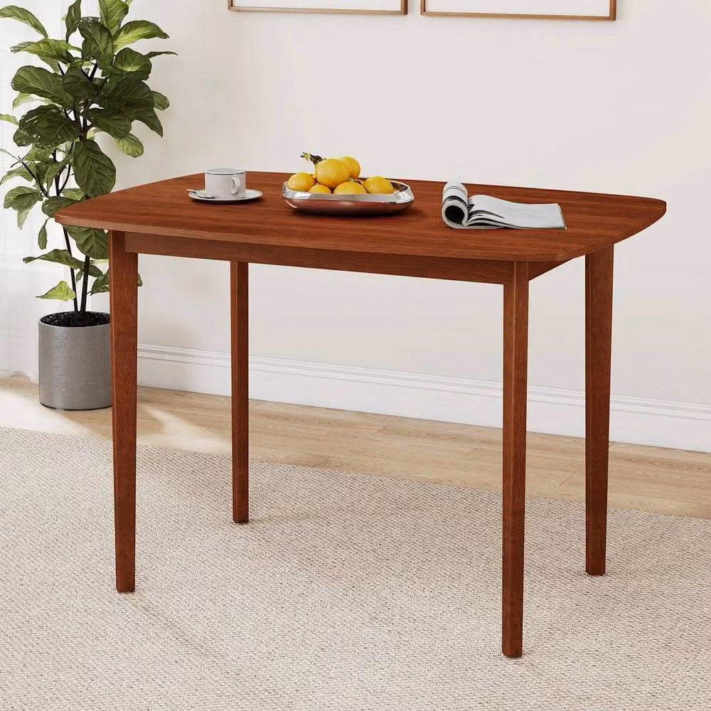 Kelvenix Rectangular Rubberwood Kitchen Table in Brown, W: 110 cm, H: 77 cm – 2
