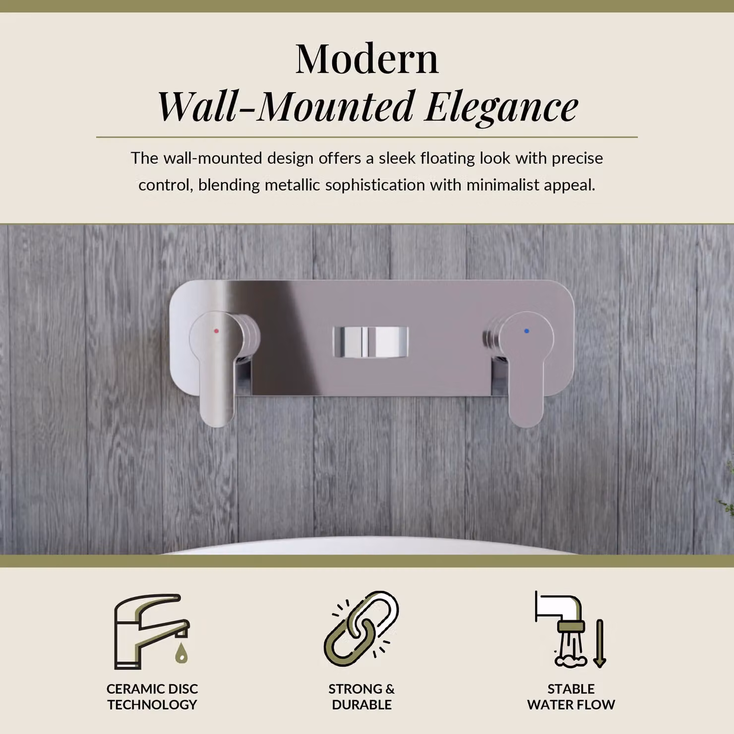 Balterley Pride Round Wall Mounted 3 Hole Basin Mixer Tap and Back Plate in Chrome Silver – 2