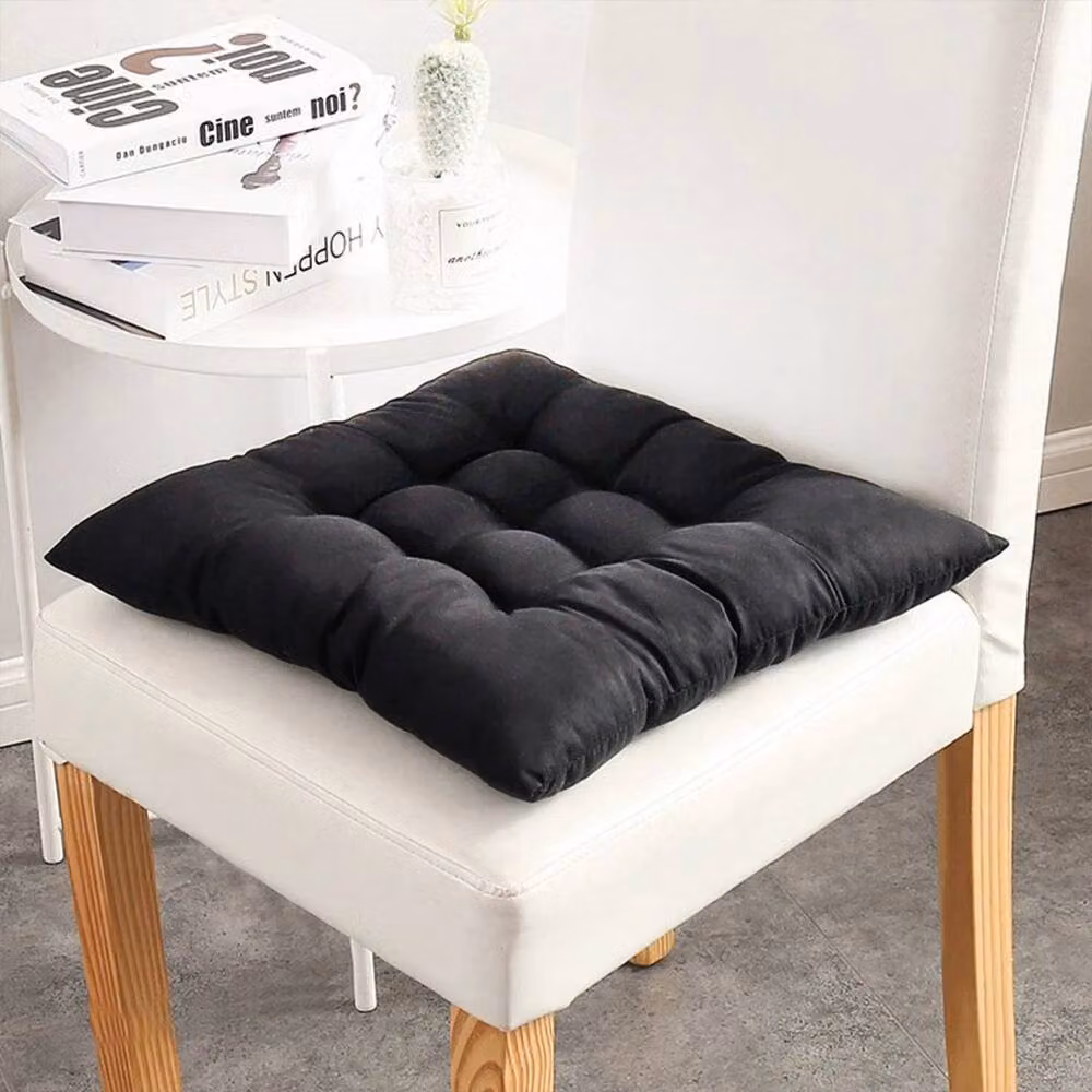 KORVIXA Set of 4 Black Breathable Chair Seat Pad Cushions with Ties – 4