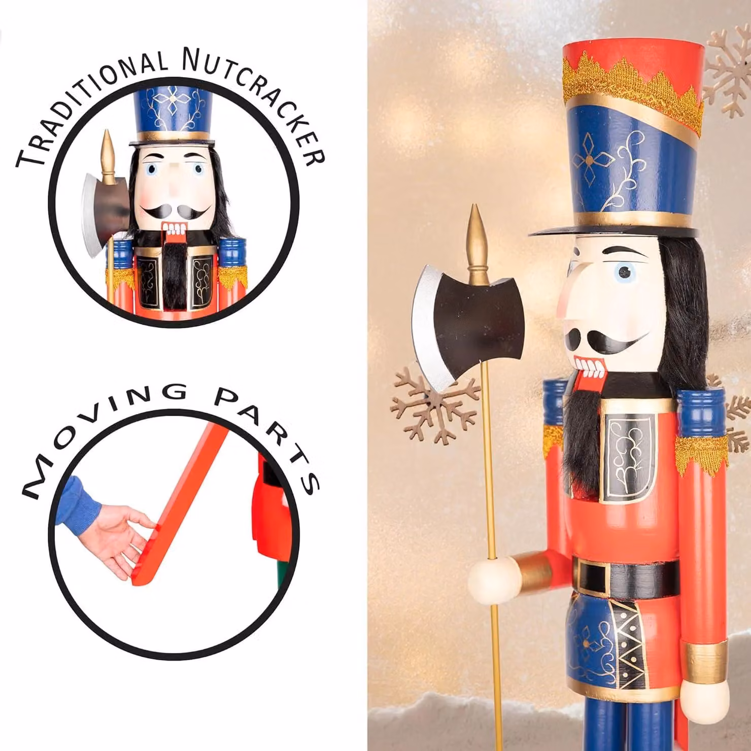 Shatchi Classic Red Wooden Nutcracker Christmas Figure, Height: 120 cm – 2