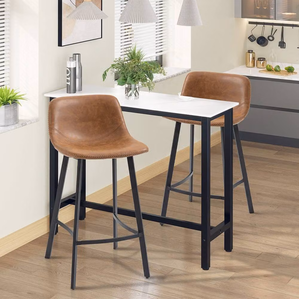 Wyld Haus Lilu Dilu Set of 2 Brown Faux Leather Kitchen Bar Stools – 3