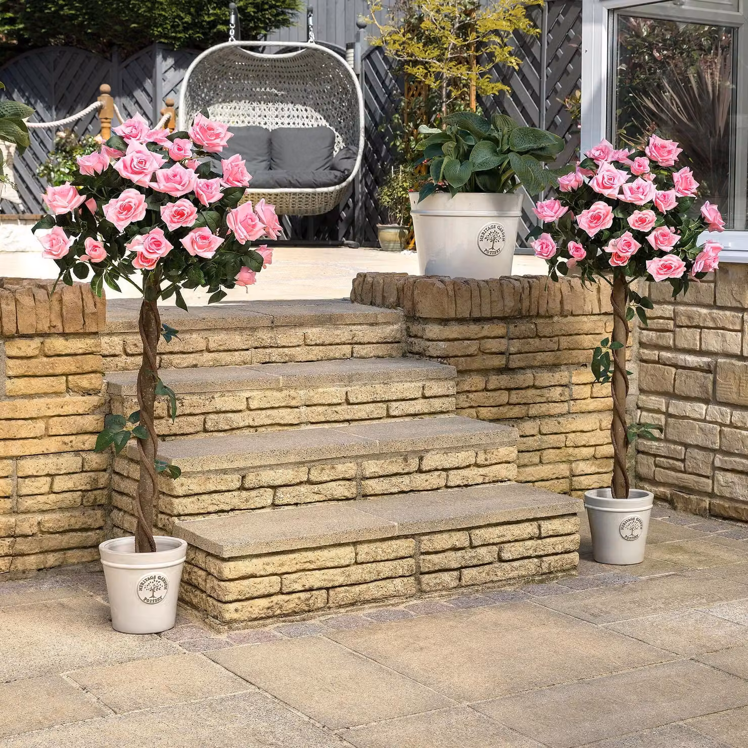 Christow Pink Artificial Rose Tree for Indoor or Outdoor Wedding Decoration, Height: 120 cm – 2