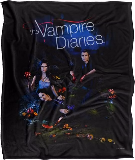Warner Brothers The Vampire Diaries Tempted Silky Touch Super Soft Throw Blanket in White and Multicolour – 1