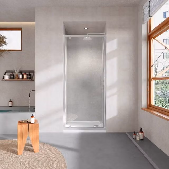 Bathroom Kingdom Shire 6mm Pivot Shower Door, Silver, W: 80.0 cm, H: 190.0 cm