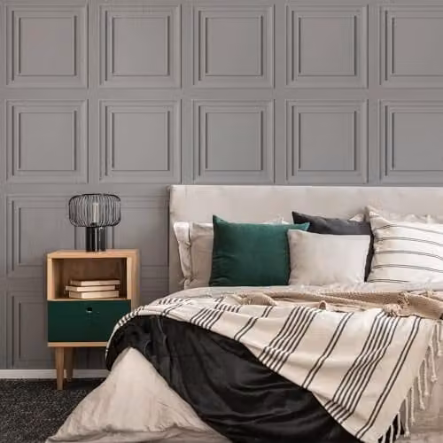 Graham & Brown Fresco Grey Wood Panelling Wallpaper, 1 Roll