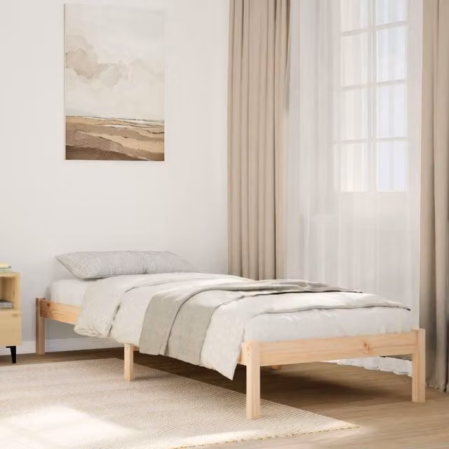 Berkfield Home Extra Long Solid Wood Pine Bed Frame in Brown, W/D/H: 80 x 210 cm