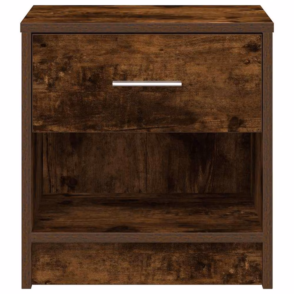 Berkfield Home Set of 2 Durable Bedside Cabinets with Drawer in Smoked Oak Brown, W/D/H: 39 x 28 x 41 cm – 3