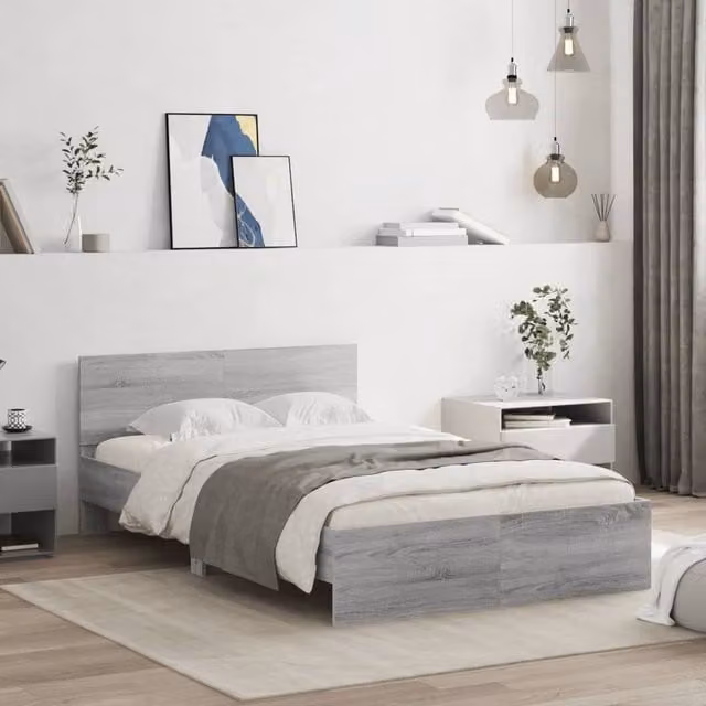Berkfield Home Small Double Bed Frame in Grey Sonoma, W/D/H: 120 x 190 cm – 1