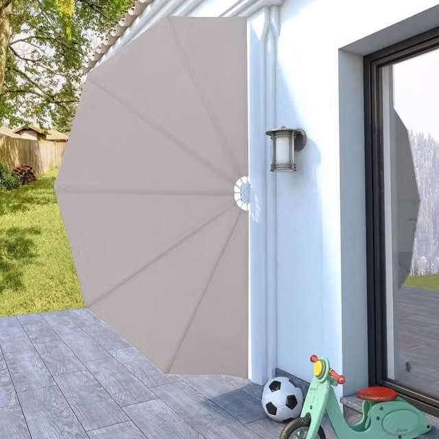 Berkfield Home Collapsible Terrace Side Awning in Beige, Width: 160 cm – 1