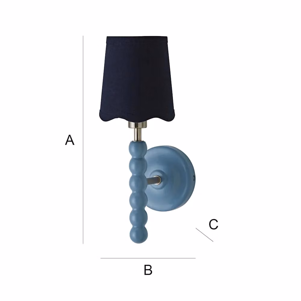 ValueLights Bobbins Pair of Blue Wall Lights with Fabric Shades – 6