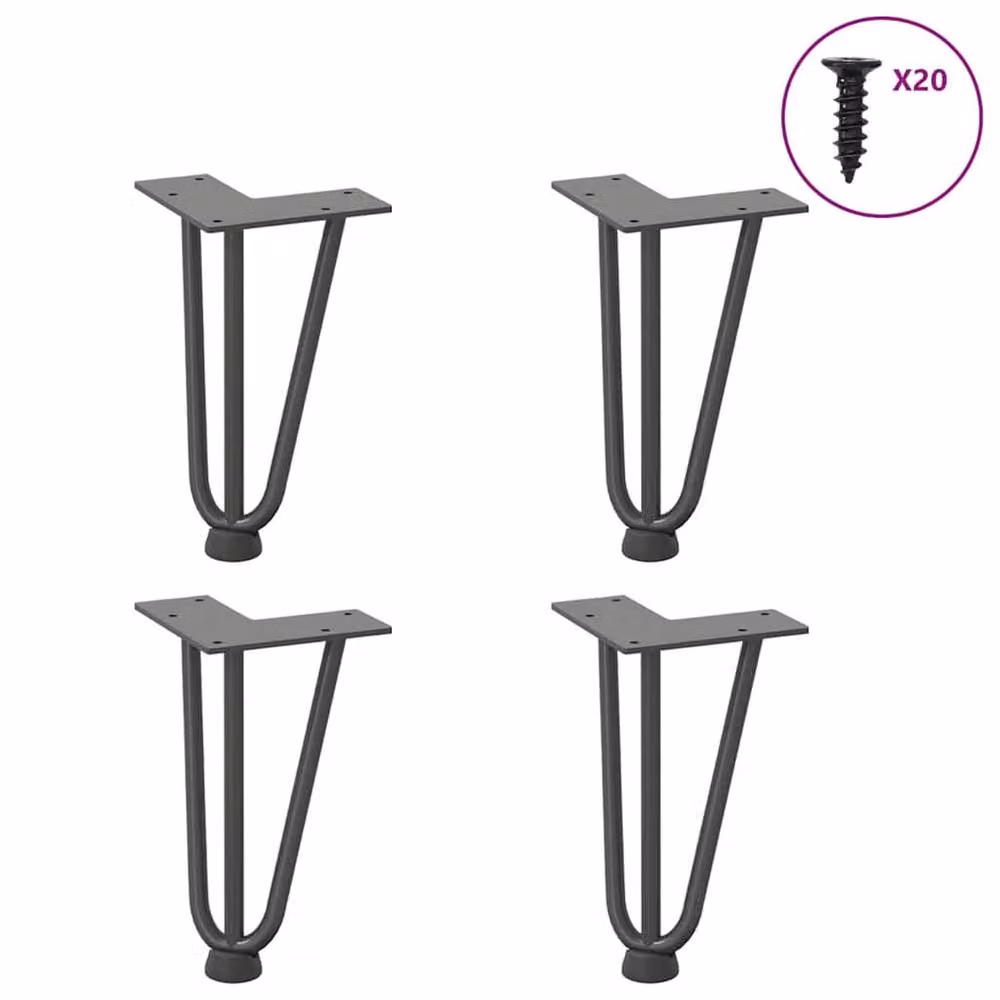 Berkfield Home Hairpin Table Legs, 4 Pieces, Anthracite Grey, Solid Steel, Height: 20 cm – 2