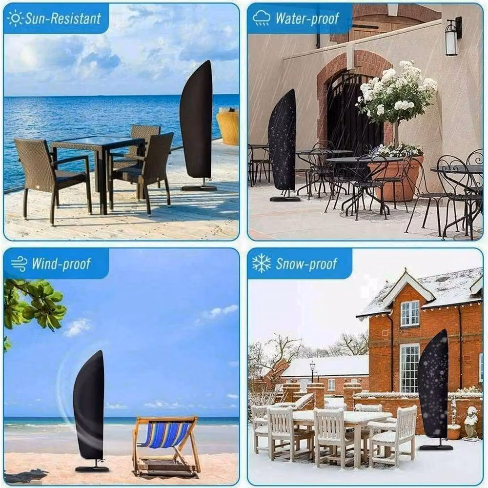 FLAVORA Waterproof Black Banana Parasol Cover for Cantilever Umbrellas, W/D/H: 100 x 15 x 265 cm – 4