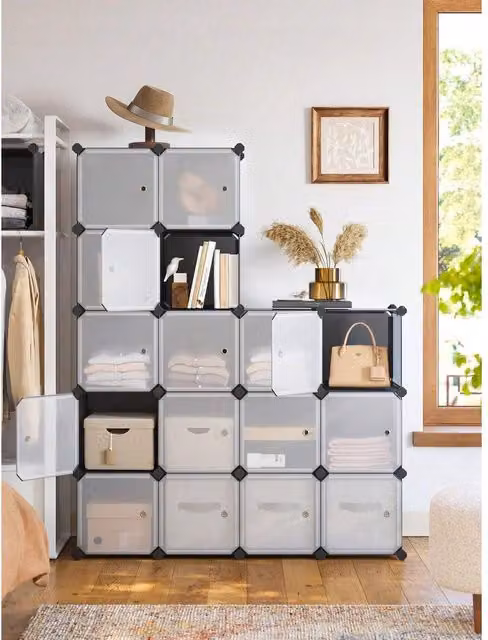 SONGMICS 16-Cube Modular Storage Unit in Grey