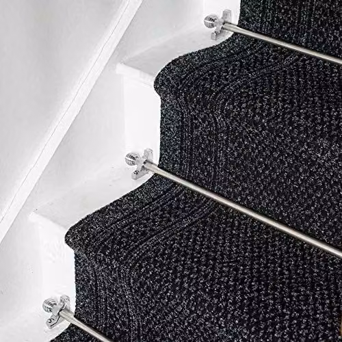 runrug Aztec Stair Runner Rug, Black, W: 66 cm, L: 570 cm – 3