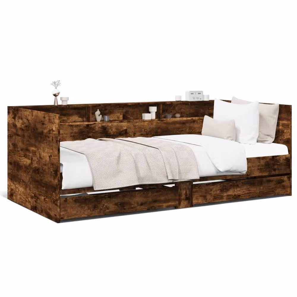 Berkfield Home Versatile Daybed with Drawers in Smoked Oak Brown, W/D/H: 90 x 190 cm – 3