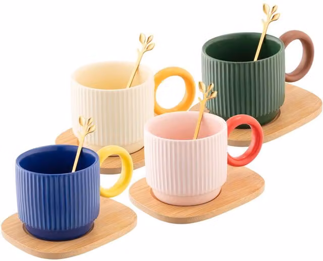 Belleek Living Hula Geometric Multicolour Ceramic Mug Set of 4