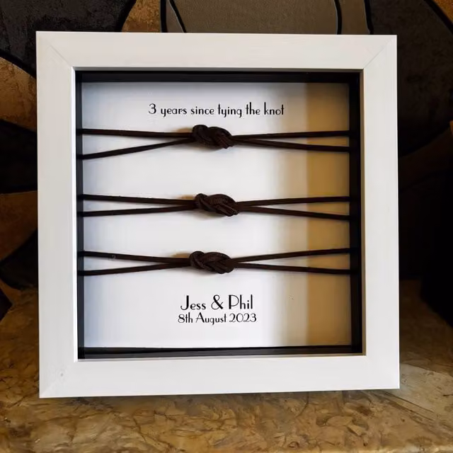 Afewhometruths Personalised Faux Leather Anniversary Gift in a White Frame – 1