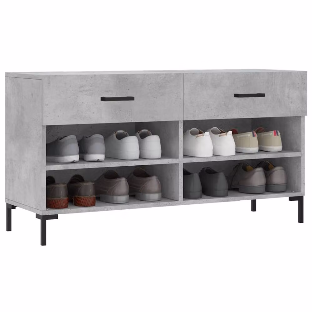 Berkfield Home Industrial Shoe Bench in Concrete Grey, W/D/H: 102 x 35 x 55 cm – 3