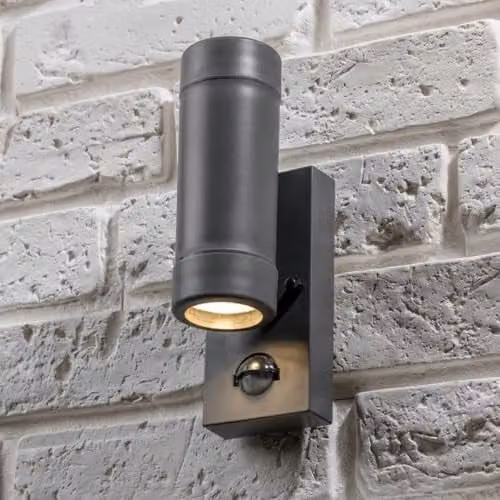 CGC Lighting Valentine Dark Grey Outdoor Double Wall Light with PIR Motion Sensor and Up and Down Lighting