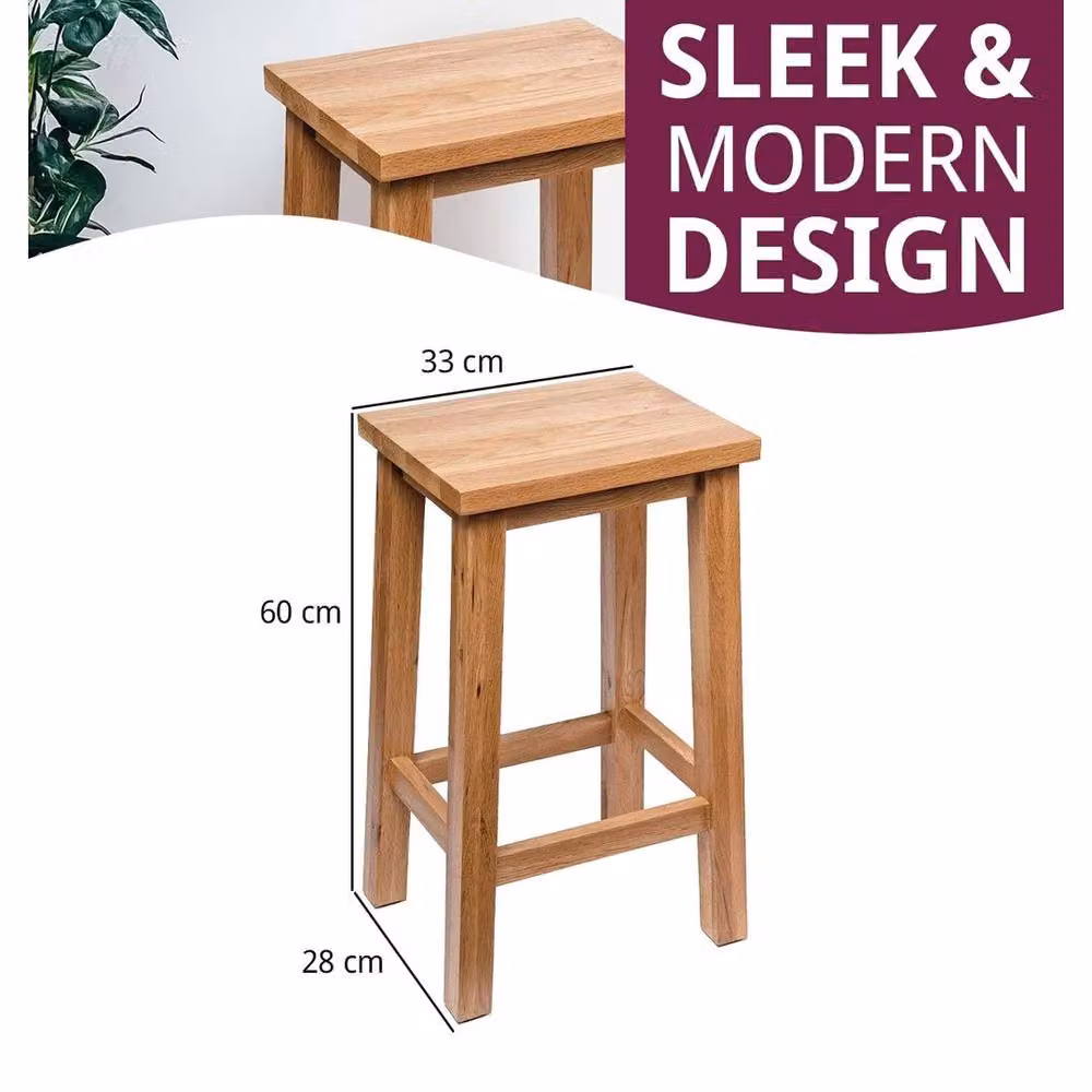 FORGEVIO Solid Oak Breakfast Bar Stool in Light Oak – 3
