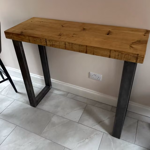 TRL Handmade Furniture Rustic Waxed Wood Breakfast Bar in Rugger Brown, W/D/H: 130 x 60 cm