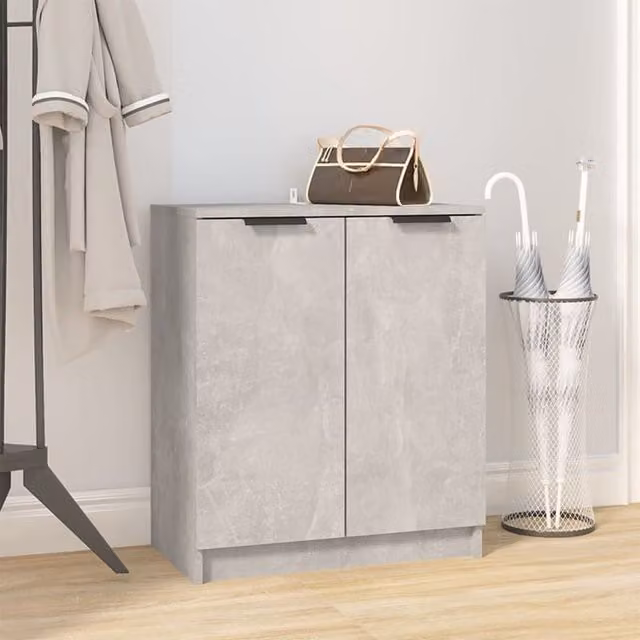 Berkfield Home Modern Wall Mounted Shoe Cabinet in Grey MDF, W: 59 cm, D: 35 cm, H: 70 cm
